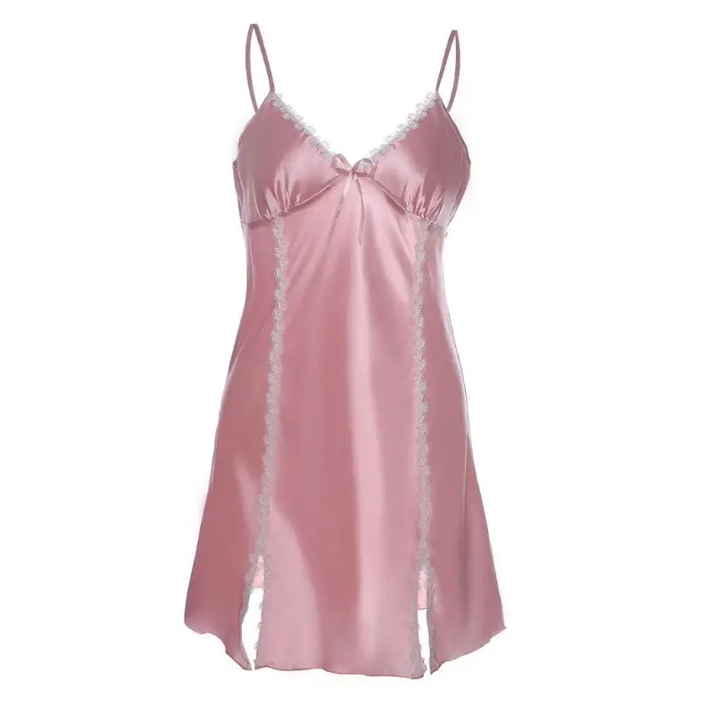 Womens Summer Ice Silk Mini Slim Lingerie Dress Erotic Deep V-Neck Bowknot Decor Floral Lace Patchwork Side Split Sleepwear
Womens Summer Ice Silk Mini Slim Lingerie Dress Erotic Deep V-Neck Bowknot Decor Floral Lace Patchwork Side Split Sleepwear
