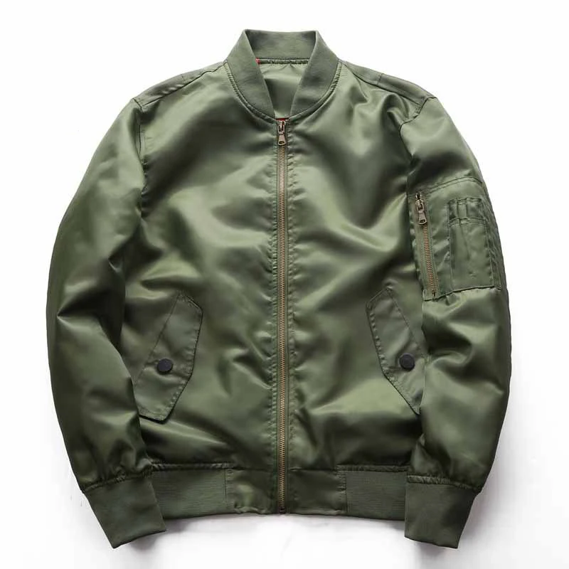 Casual Thin Bomber Jacket Men Autumn Military Coat Male Solid Color Baseball Jackets Windbreaker Green Black Blue J0256
Casual Thin Bomber Jacket Men Autumn Military Coat Male Solid Color Baseball Jackets Windbreaker Green Black Blue J0256