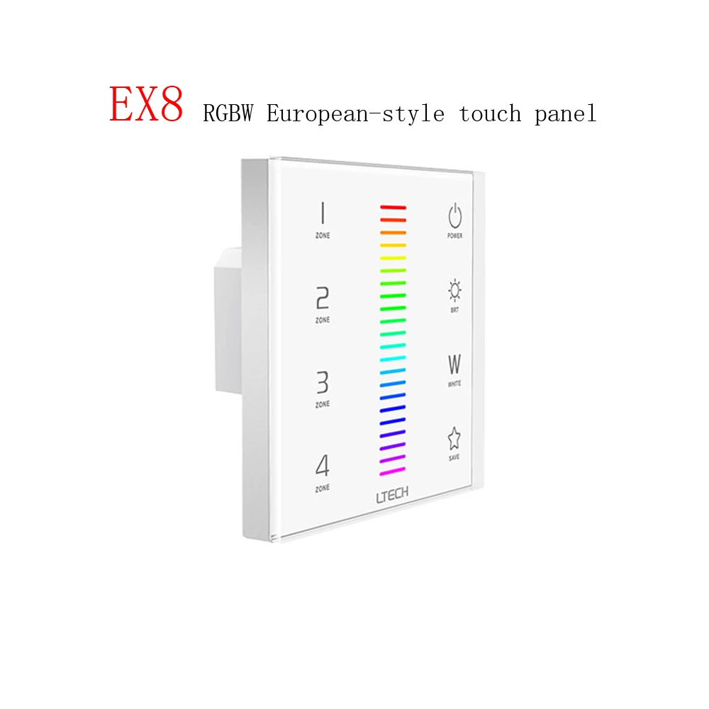 LTECH EX5 EX6 EX7 EX7S EX8 EX8S led Dimmer 4 zones Multi Touch Panel Wall Mount Dimming 2.4GHz Wireless and DMX AC100-240V
LTECH EX5 EX6 EX7 EX7S EX8 EX8S led Dimmer 4 zones Multi Touch Panel Wall Mount Dimming 2.4GHz Wireless and DMX AC100-240V