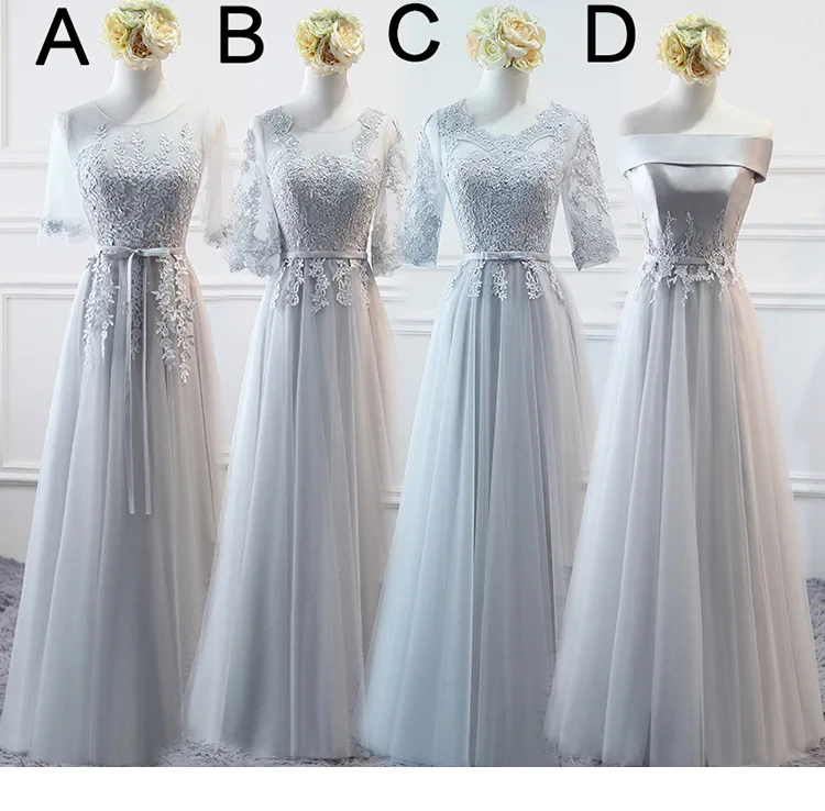 Arabic Long Bridesmaid Dresses Under 50 Silver Mismatched Floor Length Tulle Lace Summer Beach Wedding Party Dress Plus Size
Arabic Long Bridesmaid Dresses Under 50 Silver Mismatched Floor Length Tulle Lace Summer Beach Wedding Party Dress Plus Size