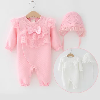 New Fall Baby Girl Cotton Rompe with Cap Lace Bow Overall Jumpsuit White Pink Bodysuit Infant Clothing Born 3m 1t Gift
New Fall Baby Girl Cotton Rompe with Cap Lace Bow Overall Jumpsuit White Pink Bodysuit Infant Clothing Born 3m 1t Gift