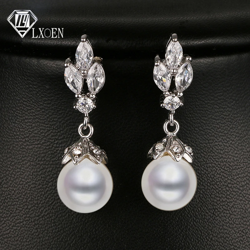 LXOEN Elegant Simulated Pearl Drop Earrings For Women With Shinning Zircon Silver Color Long Earrings Jewelry Gift Pendientes
LXOEN Elegant Simulated Pearl Drop Earrings For Women With Shinning Zircon Silver Color Long Earrings Jewelry Gift Pendientes