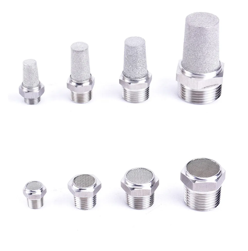 

1/8" 1/4" 3/8" 1/2" 3/4" 1" BSP Male Pneumatic Silencer Muffler Connector Air Fitting 304 Stainless Steel