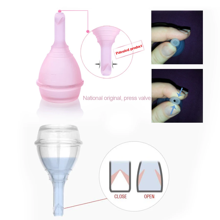 Медицинская силиконовая чаша для менструального периода с клапаном антибоковая