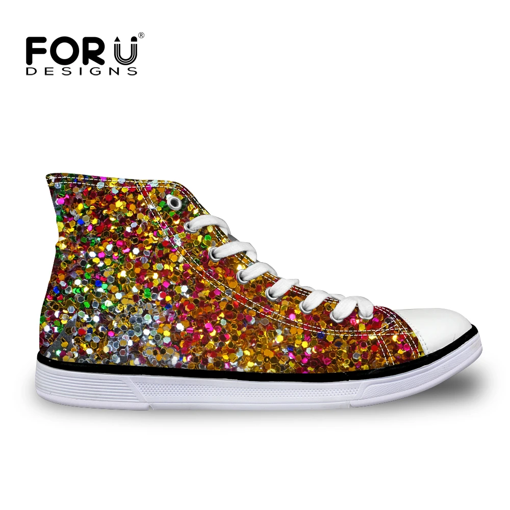 FORUDESIGNS Fashion Shining Sequin Printed Vulcanize Shoes Casual Women High Top Canvas Shoes Breathable Female Lace-up Shoes
FORUDESIGNS Fashion Shining Sequin Printed Vulcanize Shoes Casual Women High Top Canvas Shoes Breathable Female Lace-up Shoes