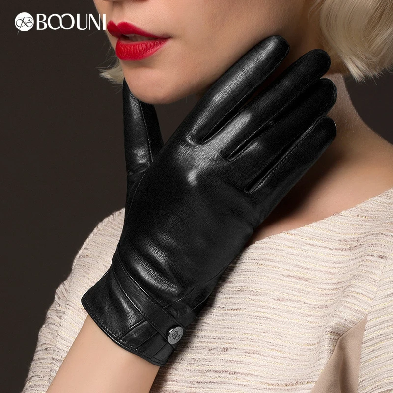 BOOUNI Genuine Leather Gloves Fashion Black Women Sheepskin Gloves Thermal Winter Velvet Lining Finger Driving Glove NW787
BOOUNI Genuine Leather Gloves Fashion Black Women Sheepskin Gloves Thermal Winter Velvet Lining Finger Driving Glove NW787