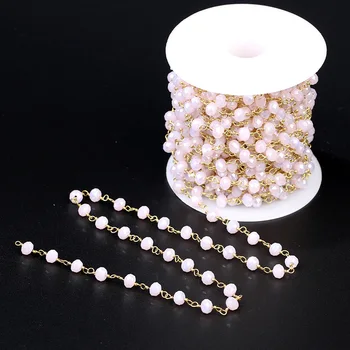 HanKun 4*6mm Rose Faceted Rondelle Crystal Beads with Brass wire wrapped Rosary Chain-Making Jewelry-Stone Bead Chain Necklace
HanKun 4*6mm Rose Faceted Rondelle Crystal Beads with Brass wire wrapped Rosary Chain-Making Jewelry-Stone Bead Chain Necklace