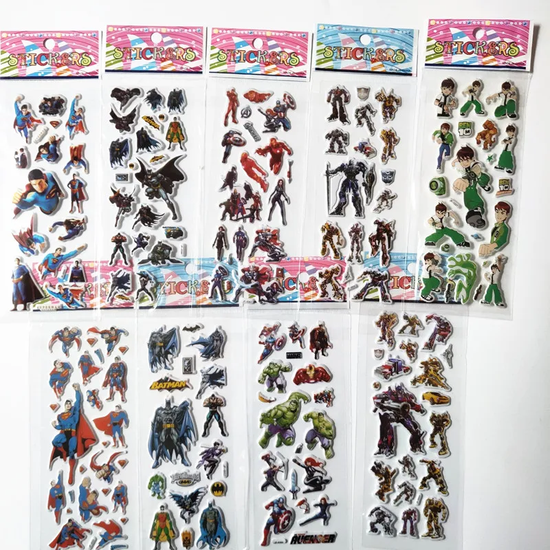 9 Sheets different Super heroes The Avengers Captain Americ Sticker ben 10 Batman Superman Transformation robot puffy stickers
9 Sheets different Super heroes The Avengers Captain Americ Sticker ben 10 Batman Superman Transformation robot puffy stickers