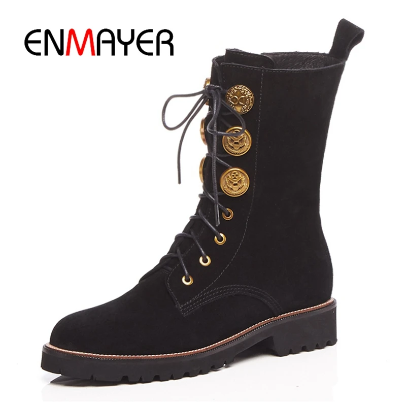 ENMAYER Boots women round toe lace up ankle boots women solid boots fashion ankle boots Size 34-40 ZYL964
ENMAYER Boots women round toe lace up ankle boots women solid boots fashion ankle boots Size 34-40 ZYL964