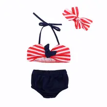 2018 Cute Sailor Child Bikini swimsuit swimwear high waisted swimsuit for kids baby girls Biquini children swimwear image