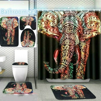 180*180CM Bathroom Set Shower Curtain Non-slip Bath Mats Carpets African Elephant Printed Pedestal Rug Toilet Seat Cover
180*180CM Bathroom Set Shower Curtain Non-slip Bath Mats Carpets African Elephant Printed Pedestal Rug Toilet Seat Cover