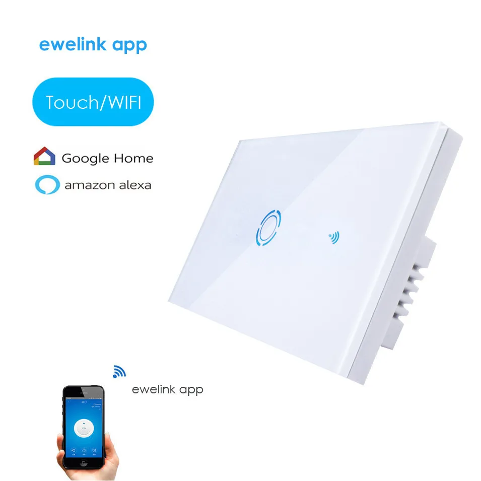 New Ewelink App US Type 1 gang wall light wifi switch, touch control panel, wifi remote control via smart phone, work with Alexa
New Ewelink App US Type 1 gang wall light wifi switch, touch control panel, wifi remote control via smart phone, work with Alexa