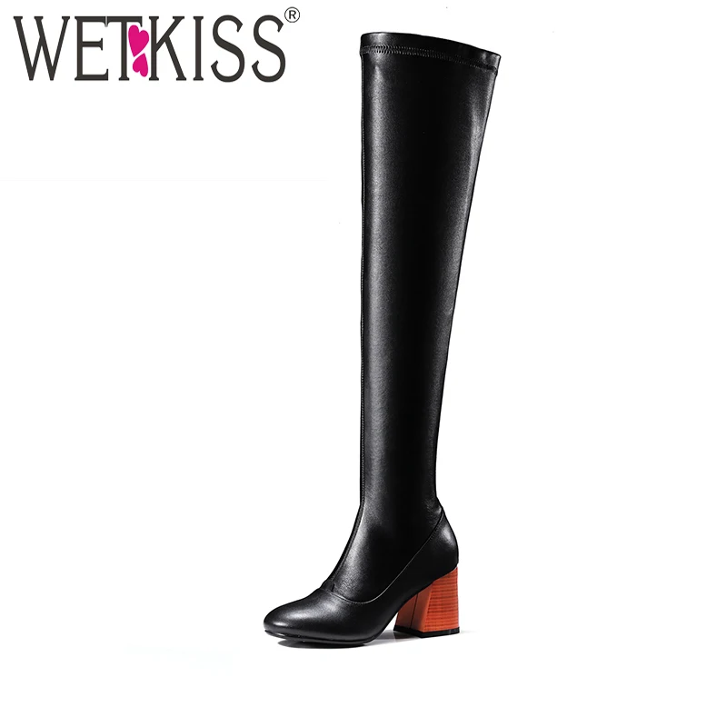WETKISS Sexy Stretch Legging Over The Knee Boots High Hoof Heel Autumn Winter Boots Slip On Women Shoes Natural Leather 2018
WETKISS Sexy Stretch Legging Over The Knee Boots High Hoof Heel Autumn Winter Boots Slip On Women Shoes Natural Leather 2018