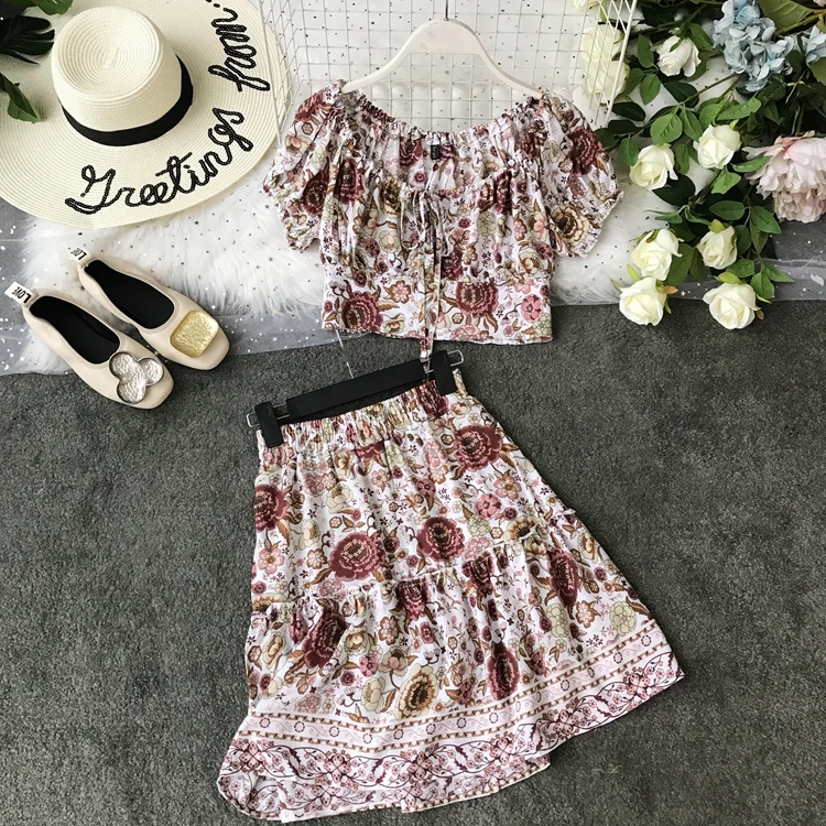 Summer Boho Beach Holiday Women Skirt Set Short Sleeve Crop Top+Medium Long Skirt Ethnic Style Clothes 2019 new Ladies 2 Pcs Set
Summer Boho Beach Holiday Women Skirt Set Short Sleeve Crop Top+Medium Long Skirt Ethnic Style Clothes 2019 new Ladies 2 Pcs Set