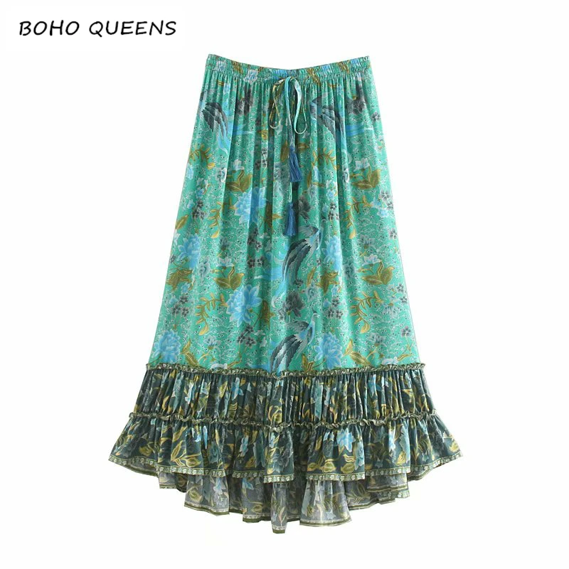 Boho chic 2019 women Hippie birds floral print beach Bohemian pleated skirt High Elastic Waist Maxi A-Line Skirt Femme
Boho chic 2019 women Hippie birds floral print beach Bohemian pleated skirt High Elastic Waist Maxi A-Line Skirt Femme