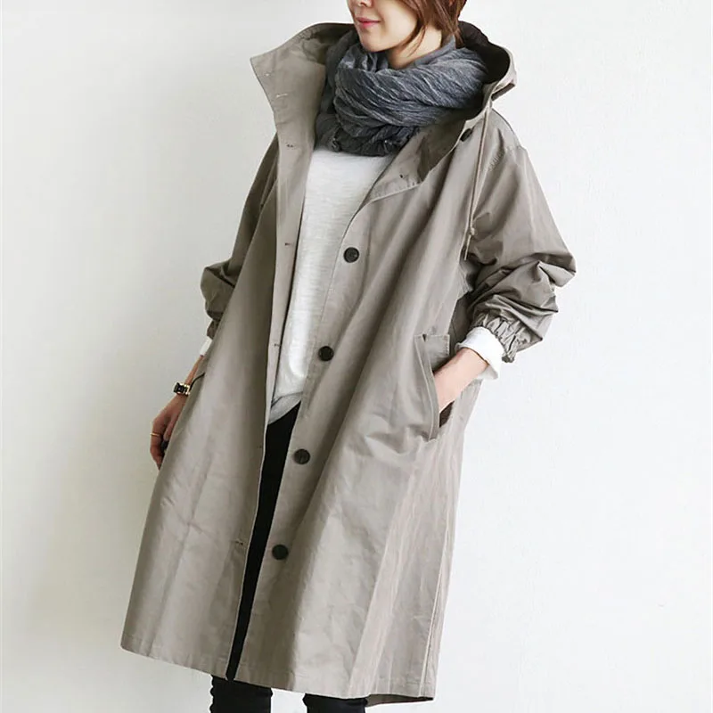 2019 New Hot Spring Autumn Women Long Trench Coat Long Sleeve Overcoats Fashion Single Breasted Hooded Plus Size Outerwear LQ172
2019 New Hot Spring Autumn Women Long Trench Coat Long Sleeve Overcoats Fashion Single Breasted Hooded Plus Size Outerwear LQ172