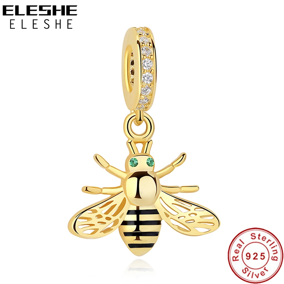 ELESHE 925 Sterling Silver Gold Honeybee Luminous CZ Crystal Charm Beads Fit Bracelets Pendant DIY Jewelry Gift
ELESHE 925 Sterling Silver Gold Honeybee Luminous CZ Crystal Charm Beads Fit Bracelets Pendant DIY Jewelry Gift