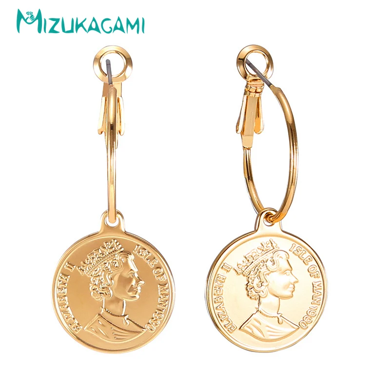 MIZUKAGAMI Fashion Golden Zinc Alloy Queen Coin Drop Earrings Filled Figure Face Medal Women Wedding Casual Earrings
MIZUKAGAMI Fashion Golden Zinc Alloy Queen Coin Drop Earrings Filled Figure Face Medal Women Wedding Casual Earrings