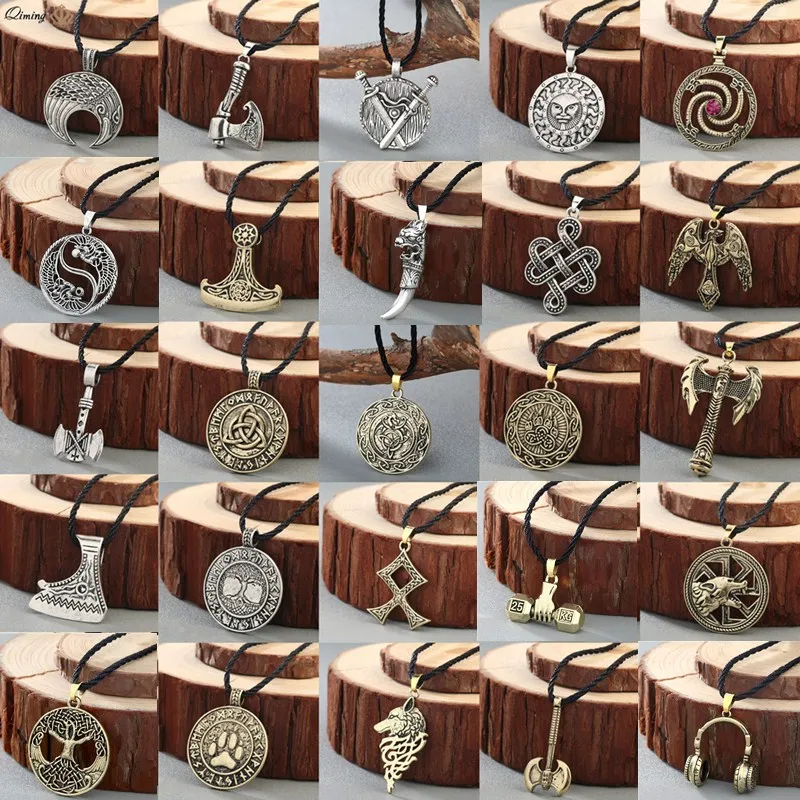 Norse Statement Viking Necklace Men' Pagan Jewelry Wolf Axe Thor Hammer Amulet Symbol Slavic Punk Vintage Women Necklace Gift
Norse Statement Viking Necklace Men' Pagan Jewelry Wolf Axe Thor Hammer Amulet Symbol Slavic Punk Vintage Women Necklace Gift
