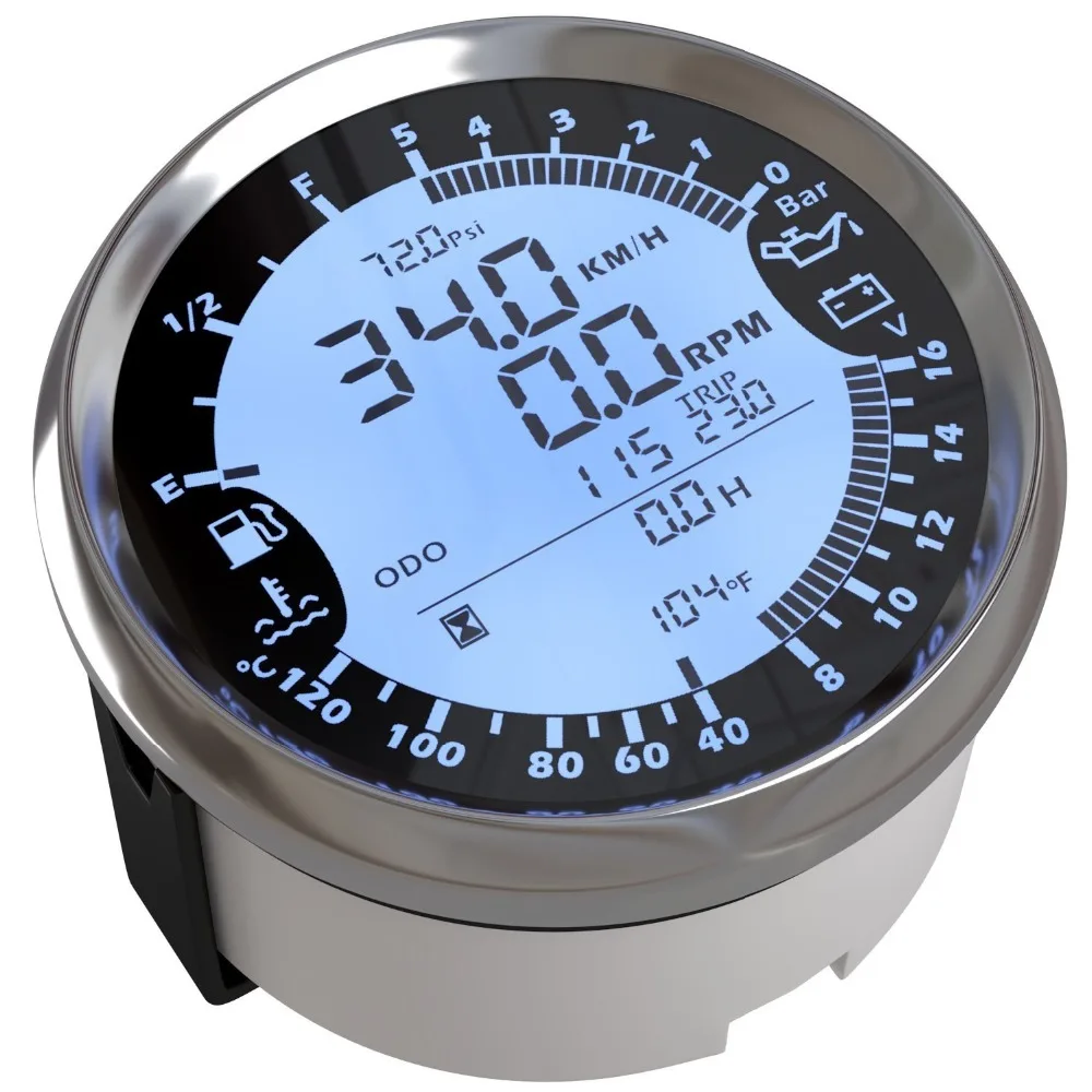 Universal 6 in 1 Multi-functional Gauge GPS Speedometer Tachometer Hour Water Temp Fuel Level Oil Pressure Voltmeter 12V 0-5Bar
Universal 6 in 1 Multi-functional Gauge GPS Speedometer Tachometer Hour Water Temp Fuel Level Oil Pressure Voltmeter 12V 0-5Bar