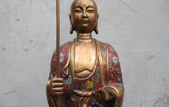 Tibet Buddhism 100% Pure Bronze cloisonne Ksitigarbha Jizo King Buddha Statue
Tibet Buddhism 100% Pure Bronze cloisonne Ksitigarbha Jizo King Buddha Statue