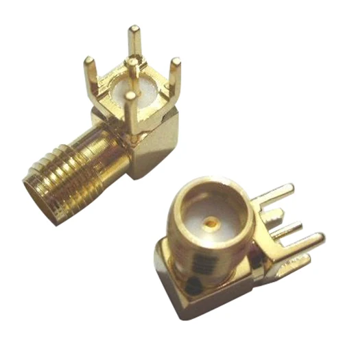 

50x Gold SMA female right angle solder PCB mount RF connector Adapter