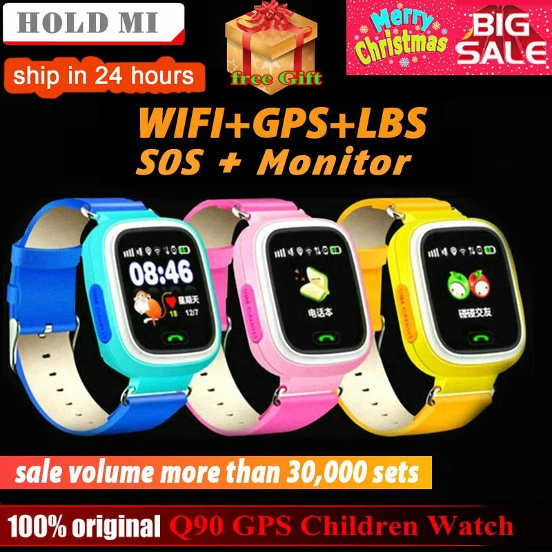 Q90 GPS Child Smart Watch Phone Position Children Watch 1.22 inch Color Touch Screen WIFI SOS Smart Baby Watch Q50 q80 q60 Watch