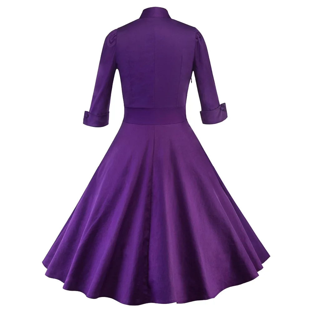 

SexeMara New Purple/Pink Half Sleeve 100% Cotton Made Full Circle 50s 60s Rockabilly Polka Dots Swing Dress Ball Gown