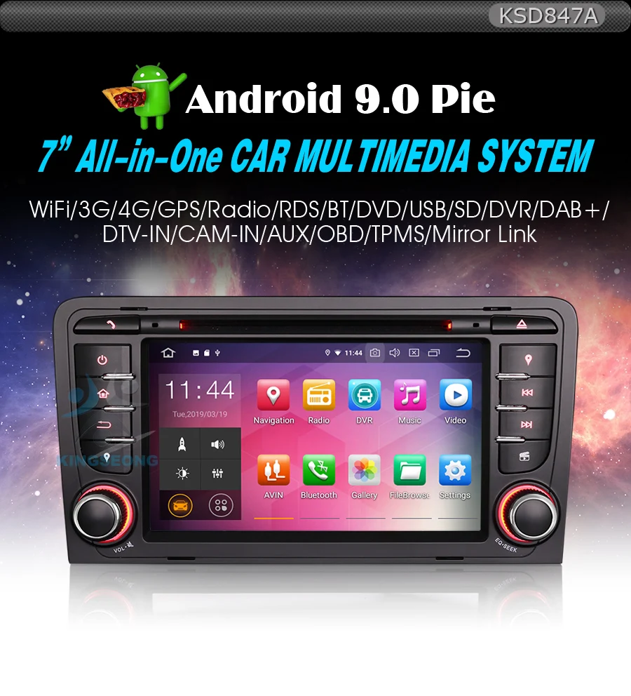 Flash Deal Autoradio Android 9.0 Car Stereo DVD 2din DAB+ GPS Sat Nav 4G WIFI DVR OBD Bluetooth for AUDI A3 S3 RS3 RNSE-PU 0