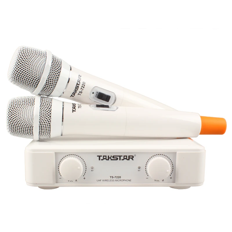 Takstar TS-7220 white color UHF 2-channel wireless handheld microphone,use for campus meeting,entertainment,speech,karaoke
Takstar TS-7220 white color UHF 2-channel wireless handheld microphone,use for campus meeting,entertainment,speech,karaoke