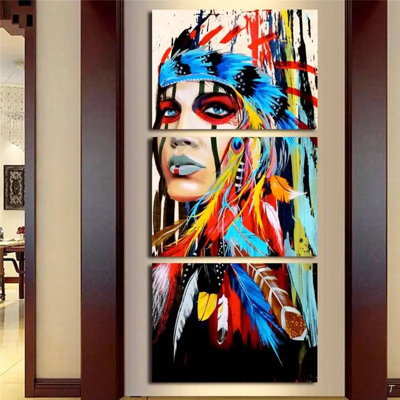 3 Pieces Native American Girl Feathered Women Modern Home Wall Decor Canvas Picture Art Hd Print Painting On Canvas Artworks
3 Pieces Native American Girl Feathered Women Modern Home Wall Decor Canvas Picture Art Hd Print Painting On Canvas Artworks