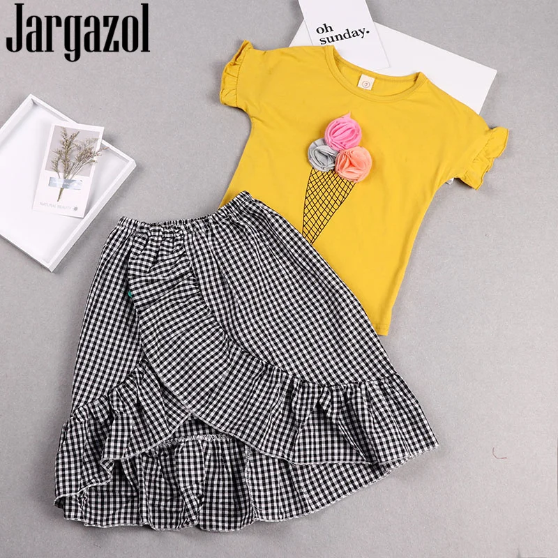Фото Jargazol/детская одежда летний топ с короткими рукавами и цветочным принтом