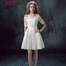Half Sleeve Short Beach Wedding Dresses 2019 Lace Appliques With