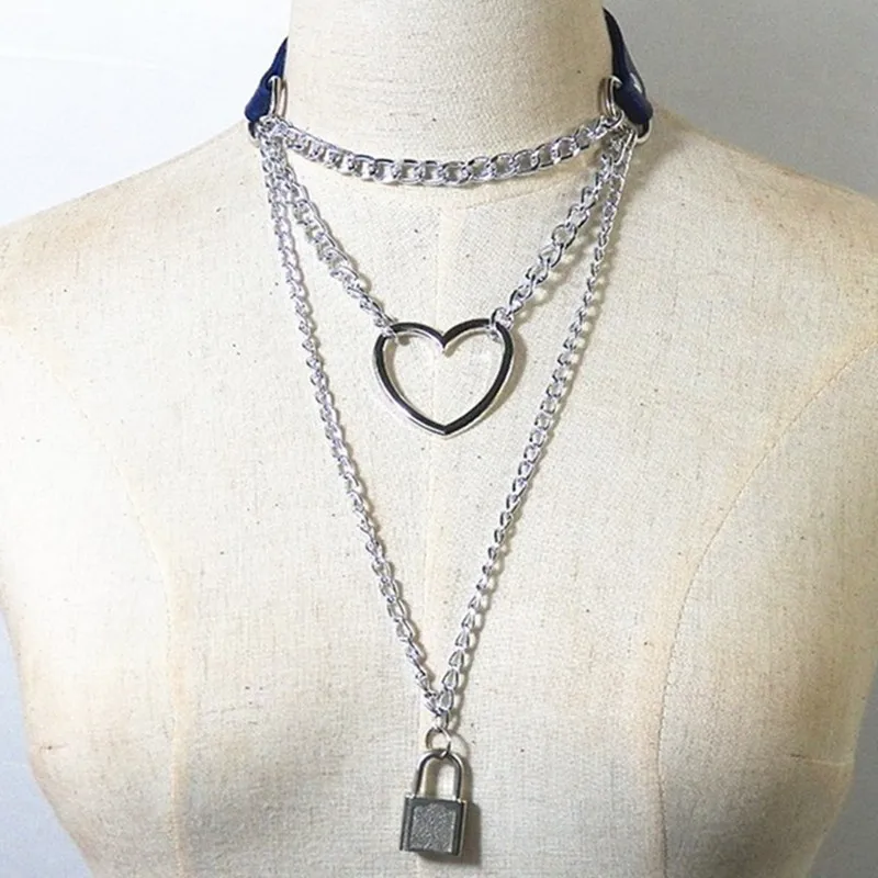 DIEZI Multilayer Punk Heart Lock Pendant Necklace For Women Gothic PU Leather Choker Statement Necklaces Cosplay Anime Harajuku
DIEZI Multilayer Punk Heart Lock Pendant Necklace For Women Gothic PU Leather Choker Statement Necklaces Cosplay Anime Harajuku