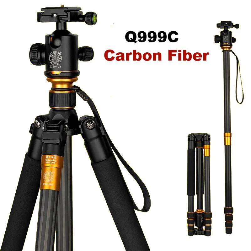 

Original QZSD Q999C Professional Carbon Fiber DSLR Camera Tripod Monopod+Ball Head/Portable Photo Camera Stand/Better than Q999