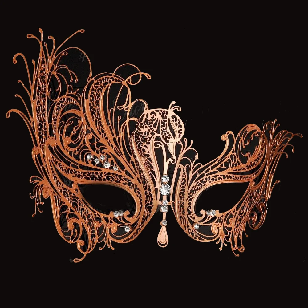 Women Popular Rose Gold Swan Light Metal Laser cut Venetian Masquerade Mask Sparking Rhinestones For BALL Prom Party Costume
Women Popular Rose Gold Swan Light Metal Laser cut Venetian Masquerade Mask Sparking Rhinestones For BALL Prom Party Costume