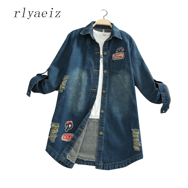 RLYAEIZ Plus Size 5XL New Women's Mid-Long Denim Jacket Coats 2017 Spring Outerwear Fashion Letter Printed Patch Casual Jackets
RLYAEIZ Plus Size 5XL New Women's Mid-Long Denim Jacket Coats 2017 Spring Outerwear Fashion Letter Printed Patch Casual Jackets