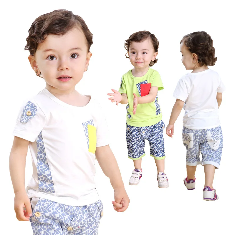 2019 summer new leisure pattern stitching short sleeved suit suit for boys 0-2 years baby clothing set Pocket decoration set
2019 summer new leisure pattern stitching short sleeved suit suit for boys 0-2 years baby clothing set Pocket decoration set