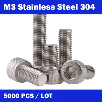 5000Pcs M3*3-40mm DIN912 304 Stainless Steel Hexagon Socket Head Cap Screws Hex Socket Screw Metric Bike Screw
5000Pcs M3*3-40mm DIN912 304 Stainless Steel Hexagon Socket Head Cap Screws Hex Socket Screw Metric Bike Screw