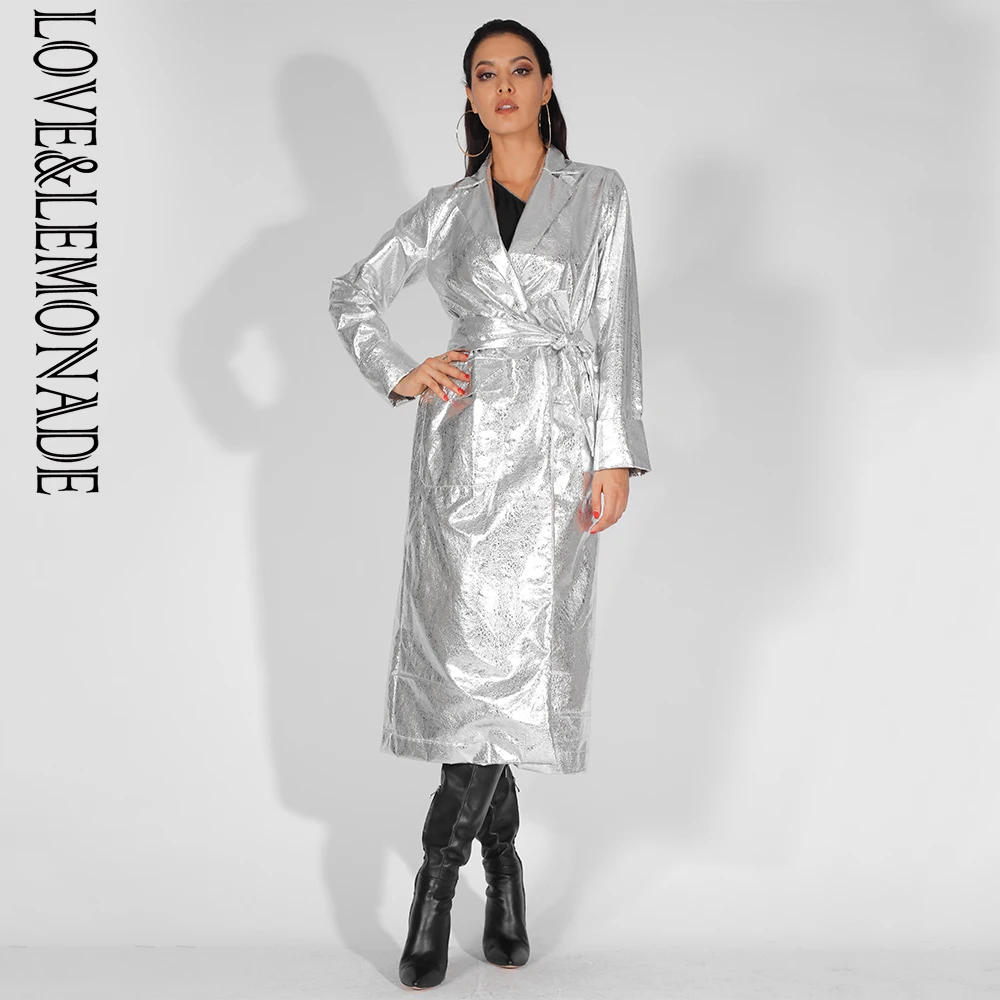 Love&Lemonade Lapels Loose Long Sleeves Reflective PU Material Coat (With Belt) LM81451SILVER
Love&Lemonade Lapels Loose Long Sleeves Reflective PU Material Coat (With Belt) LM81451SILVER