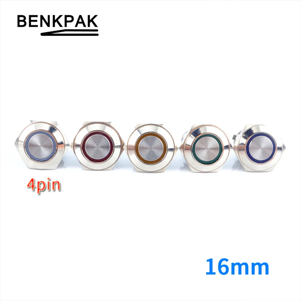 1PC 16mm Momentary Metal Push Button Switch Self-Locking/Self-Recovery 1NO 3A 250VAC 4Pin Car Door Waterproof Switch Button
1PC 16mm Momentary Metal Push Button Switch Self-Locking/Self-Recovery 1NO 3A 250VAC 4Pin Car Door Waterproof Switch Button