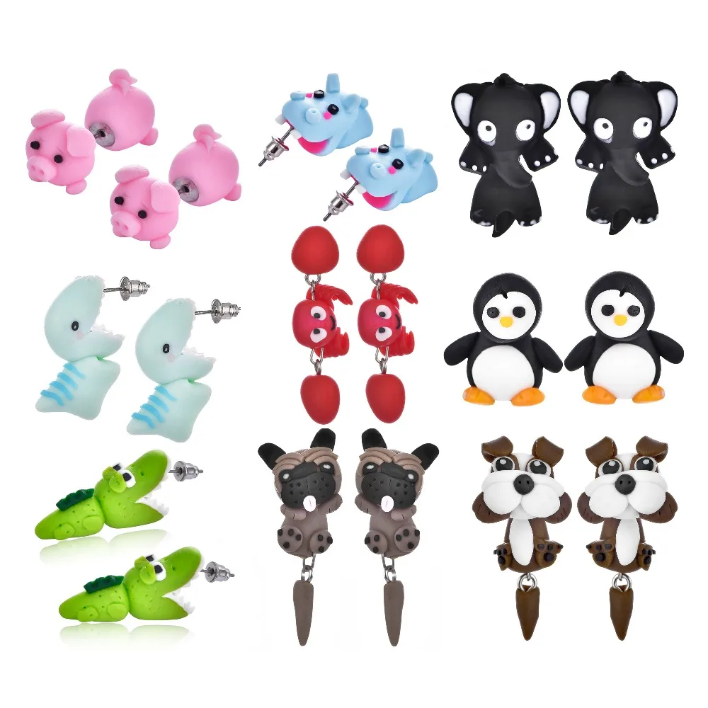 New Handmade Polymer Clay Cute Little 3D Dinosaur Penguin Pig Earrings for Women Lovely Animal Piercing Ear Earring Jewelry Gift
New Handmade Polymer Clay Cute Little 3D Dinosaur Penguin Pig Earrings for Women Lovely Animal Piercing Ear Earring Jewelry Gift