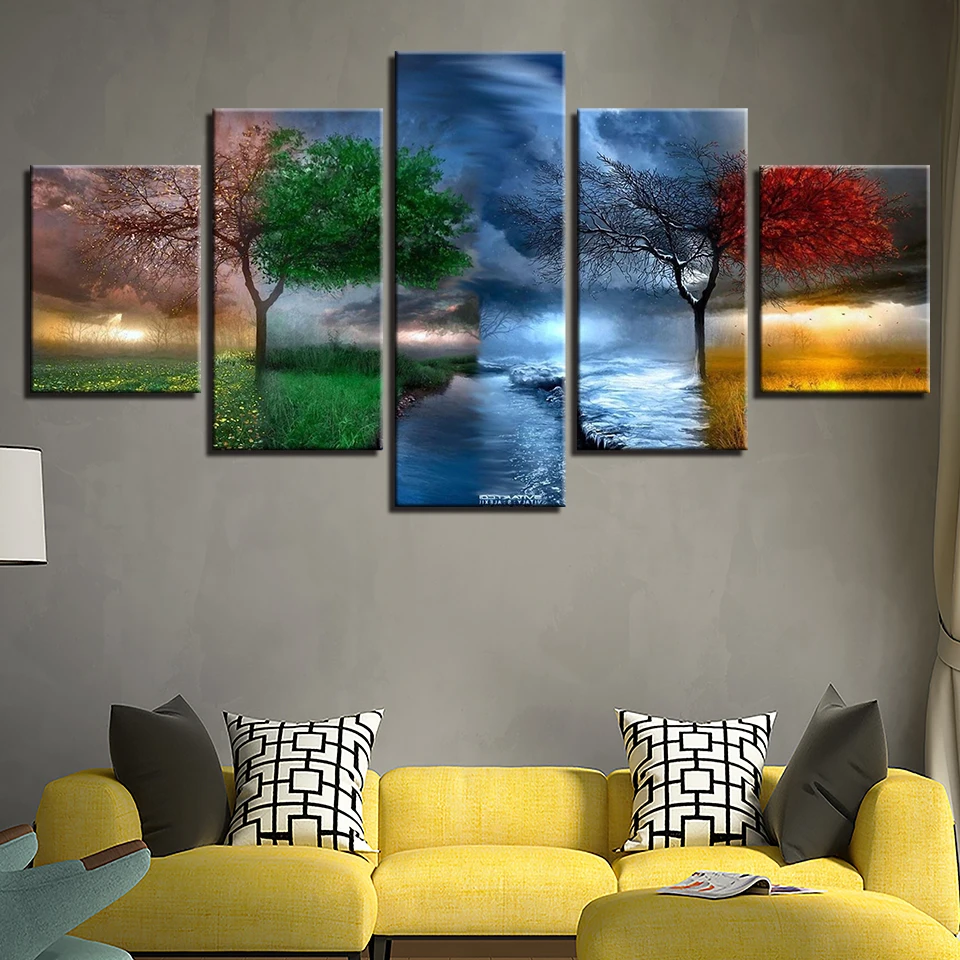 HD Prints Poster Decor Home Living Room 5 Pieces 4 Season Tree Scenery Pictures Wall Art Modular Abstract Canvas Paintings Frame
HD Prints Poster Decor Home Living Room 5 Pieces 4 Season Tree Scenery Pictures Wall Art Modular Abstract Canvas Paintings Frame