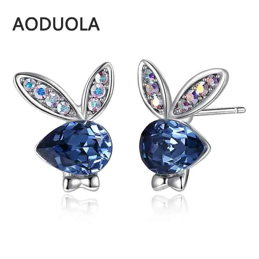 925 Sterling Silver Earring Water Drop cute rabbit Stud earring Blue Crystal Earrings ear for Women Fashion Jewelry gift
925 Sterling Silver Earring Water Drop cute rabbit Stud earring Blue Crystal Earrings ear for Women Fashion Jewelry gift