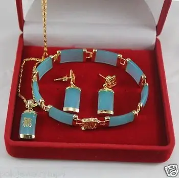 Jewelry Blue jade pendant necklace bracelet earrings Set>> watch wholesale Quartz jade CZ crystal
Jewelry Blue jade pendant necklace bracelet earrings Set>> watch wholesale Quartz jade CZ crystal