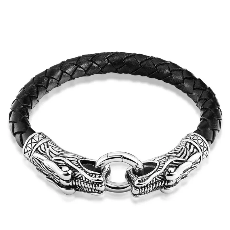 JANEYACY 2017 HOT Tibetan Silver Leather Bracelet Men Fashion Vintage Jewelry Parataxis Dragon Bracelet Men Jewelry
JANEYACY 2017 HOT Tibetan Silver Leather Bracelet Men Fashion Vintage Jewelry Parataxis Dragon Bracelet Men Jewelry