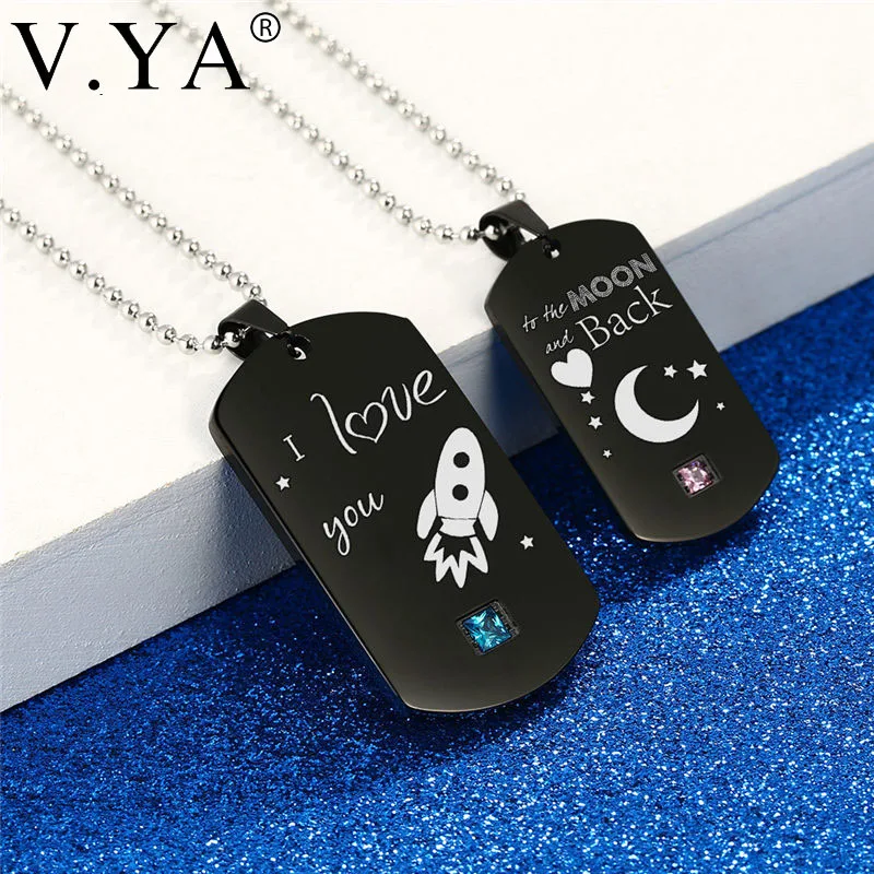 V.Ya Heartbeat & Heart Shape Rocket Moon Couple Necklaces Black Stainless Steel DIY Engrave Tag Stone Pendant Necklace Dropship
V.Ya Heartbeat & Heart Shape Rocket Moon Couple Necklaces Black Stainless Steel DIY Engrave Tag Stone Pendant Necklace Dropship