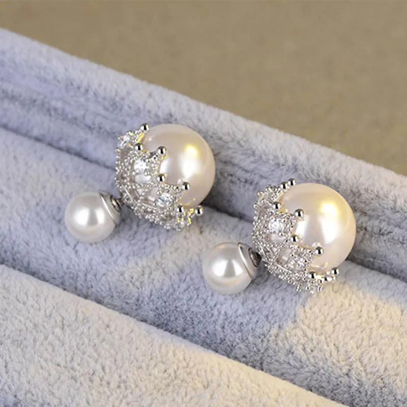 Vintage Fashion S925 Sterling Sliver Lace Zircon Double Pearl Stud Earrings Two Wear Ways For Women Elegant Gifts 2019 New
Vintage Fashion S925 Sterling Sliver Lace Zircon Double Pearl Stud Earrings Two Wear Ways For Women Elegant Gifts 2019 New