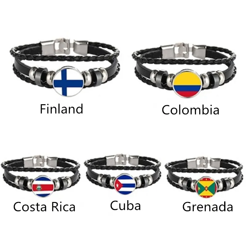 Finland Colombia Costa Rica Cuba Grenada Flag Multilayer Leather Bracelet Fashion Bracelet Men and Women Jewelry
Finland Colombia Costa Rica Cuba Grenada Flag Multilayer Leather Bracelet Fashion Bracelet Men and Women Jewelry