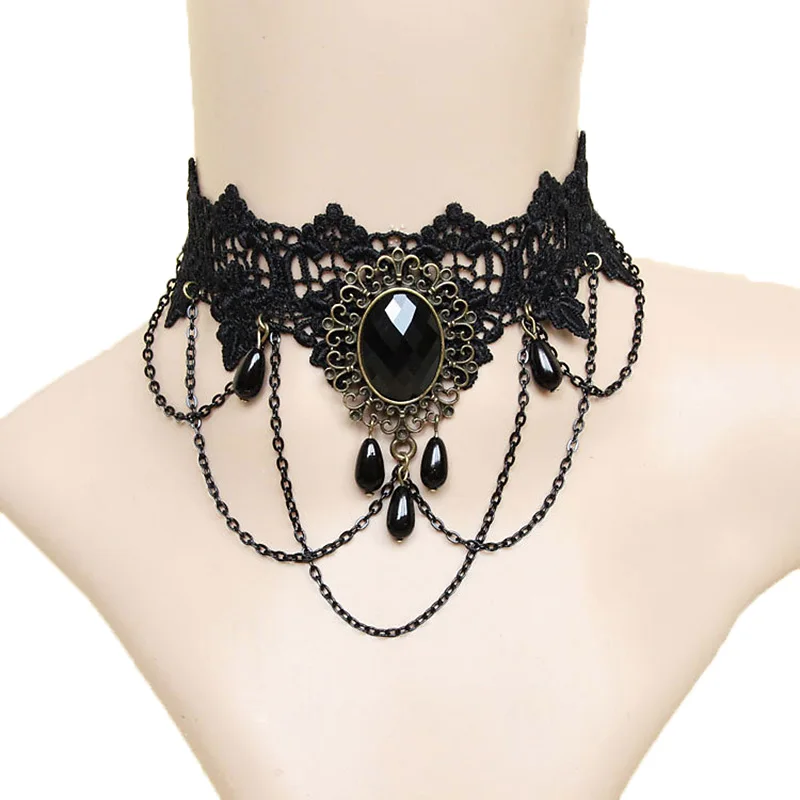 FREE SHIPPING Handmade Black Chain Tassel Flower Beads Pendant Lace Choker Short Necklace Lolita Gothic Vintage Retro Fashion
FREE SHIPPING Handmade Black Chain Tassel Flower Beads Pendant Lace Choker Short Necklace Lolita Gothic Vintage Retro Fashion